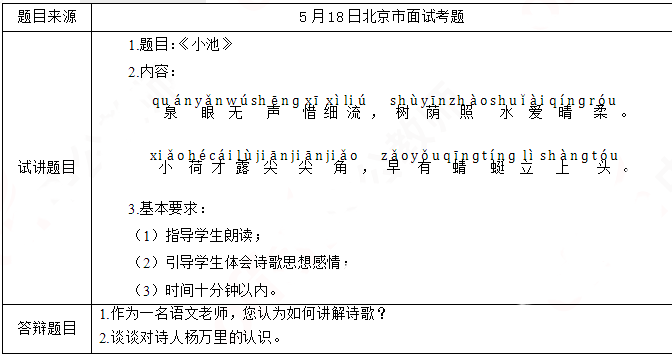 2019上半年小学语文教师资格面试试讲真题解析